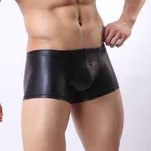 Sexy Lingerie Faux Leather Men Underwear U Convex Pouch Male Panties Boxers Shorts Gay Underpants Erotic Black/Silver/Gold Solid 2024 - buy cheap