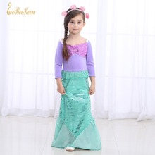 2018 New Girls Mermaid Dress Long-Sleeve Evening Party Dress Girl Sequined Kids Princess Dress Cosplay Costume Holiday Gift 2024 - buy cheap