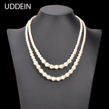 Collar y colgante de perlas de doble capa para mujer, joyería de boda para novia, gargantilla de lujo con estilo 2024 - compra barato