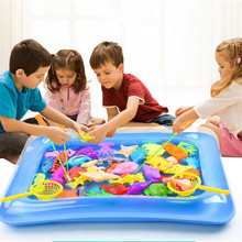 41 шт./компл., Детская игра в рыболовные игры, модель, детский набор магнитных рыболовных игрушек, Удочка с надувным бассейн, детские летние уличные игрушки 2024 - купить недорого