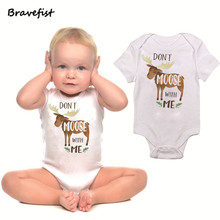 Cute Newborn Kids Bodysuit Baby Boy Girls Cotton Lovely Summer Short Sleeves Playsuits Clothes Outfits Don't Moose With Me Print 2024 - buy cheap