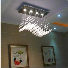 Modern restaurant rectangular shop wedding crystal light bar bar bead curtain cut art ceiling wave long chandelier lamps 2024 - buy cheap