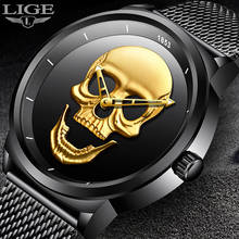 Men Watch 2018 LIGE Top Brand Casual Fashion 3D Skull Quartz Clock Stainless Steel Mesh Belt Waterproof Watch Relogio Masculino 2024 - buy cheap