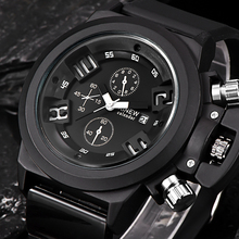 Xinew relógios esportivos masculinos, alta qualidade, pulseira de borracha, data, calendário, moda, relógio de quartzo, pulseira grande, original 2024 - compre barato