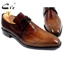 cie Free Shipping Handmade Genuine Calf Leather Men's Dress/Classic Derby Color Brown Patina Square Toe Italian shape Shoe NoD43 2024 - buy cheap