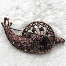 Antique copper Snail Brooch Purple Rhinestone Pin brooches C751 D3 2024 - buy cheap