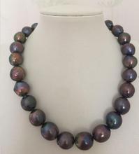 14-15mm Tahitian baroque black green red multicolor pearl necklace 18" 2024 - buy cheap