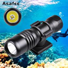 Asafee-mini lanterna de mergulho com suporte, lanterna subaquática de led cree, xml l2, 200m para mergulho 2024 - compre barato