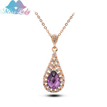 Miss Lady Rose Gold color Bohemia Crystal ethnic jewelry Hollow Angel Water Drop Pendant necklaces for women MLR210N 2024 - buy cheap