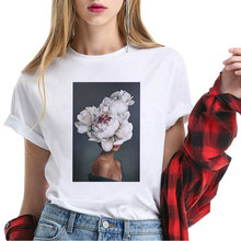 Hipster Fashion New Arrival 2019 Tumblr Clothes Ulzzang Harajuku Sexy Flowers Feather Print Casual T-shirt Femme Women Clothes 2024 - buy cheap
