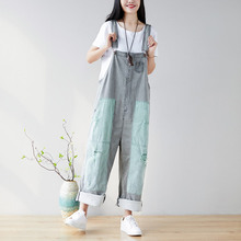 Women Patchwork Ripped Casual Jumpsuit Pants Ladies Vintage Holes Bleached Scratched Overalls Female Rompers 2019 2024 - buy cheap