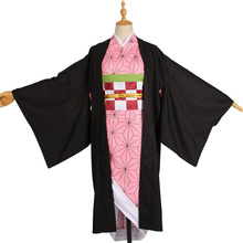Fantasia de kimono para cosplay kamado nezuko, demon slayer kimetsu no yaiba 2024 - compre barato