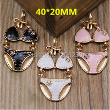 2015 New arrived Trendy alloy drop oil gold-color bra&panties shape charms pendants fit diy bag/key/phone decoration floating 2024 - buy cheap