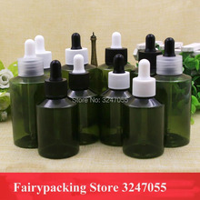 10/30/pcs 50ml100ml 50 Verde Oliva Plástico PET Beleza Frasco de Óleo Essencial, verde escuro Conta-gotas de Soro Cosmético Pacote Fragrância 2024 - compre barato