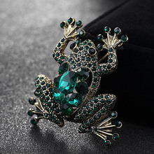 Green Frog Brooch Women Party Anniversary Jewelry Shiny Rhinestone Brooches bouquet Women Vintage Animal Brooch Pin Bags Bijoux 2024 - buy cheap