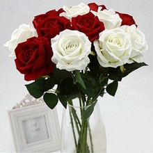 11PCS Romantic Rose Artificial Flower DIY Red White Silk Fake Flower for Party Home Wedding Decoration Valentine's Day 2024 - купить недорого