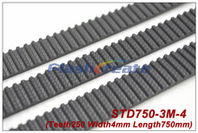 STD3M-correa de distribución de goma, 5 uds., 750 S3M, 4 de longitud, 750mm de ancho, 4mm, 250 dientes, 3M, HTD3M 2024 - compra barato