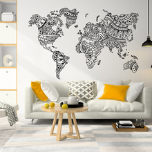 Calcomanía de Mandala con mapa del mundo para pared, mapa del mundo, decoración Bohemia, ArtA12-012 de pared decorativo 2024 - compra barato