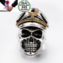 OMHXZJ Wholesale European Fashion Man Party Wedding Gift Silver Black Gold Skull Taiyin Ring RR340 2024 - buy cheap