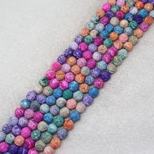 6,8,14mm ágata Multicolor facetada rugosa piedra redonda DIY fabricación de joyas cuentas sueltas 15" 2024 - compra barato