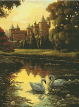 FREE delivery hot selling Top Quality cross stitch kit swan swans lake and castle villa 2024 - buy cheap