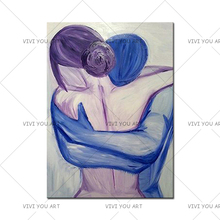 Hand painted Abstract Nude Oil Painting on Canvas Handmade Hug Couple Figure Paintings Large Modern Living Room Bedroom Decor 2024 - buy cheap