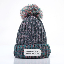 Теплая зимняя женская вязаная шапка Модная хлопковая шерстяная утолщенная шапка с помпонами Женская Повседневная зимняя шапка для женщин Skullies & Beanies 2024 - купить недорого