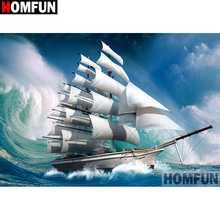 HOMFUN Full Square/Round Drill 5D DIY Diamond Painting "Boat scenery" Embroidery Cross Stitch 3D Home Decor Gift A13271 2024 - buy cheap