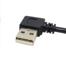 USB 2,0 A Мужской левый Угловой 90 градусов к USB Mini B Мужской кабель 50 см черный с оплеткой кабель 2024 - купить недорого