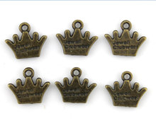 10pcs little crown antique bronze with script zinc alloy  pendant, charm, drops for diy 14X12mm lead and nickle free 2024 - buy cheap