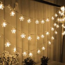 Tira de luces LED de Navidad, luces de copo de nieve, funciona con pilas, 10, 20, 40, 80 luces LED para dormitorio, pasillo, Patio, jardín 2024 - compra barato