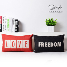 50cm*30cm Rectangle Cushion Cover Nordic Red Love Black Freedom Pillowcase Lumbar Letters Pillow Cover Decorative Throw Pillows 2024 - buy cheap