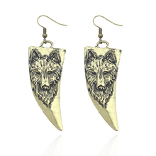 Punk Vintage Horn-shaped Wolf Dog Earrings Punk Animal Long Earrings For Women Bronze Metal Earring Brincos Drop Shipping 2024 - buy cheap