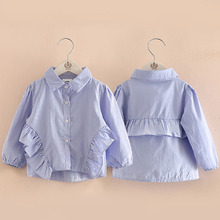 Blusa de manga larga con volante a rayas para primavera y otoño, camisa de estilo Lolita para niños de 2, 3, 4, 6, 8, 9 y 10 años, novedad de 2021 2024 - compra barato