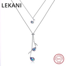 LEKANI Crystals From Swarovski Music Note Pendant Necklaces For Women Romantic Christmas Gifts 925 Silver Double Chain Choker 2024 - buy cheap