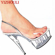 Promotion 15cm high-heeled shoes fashion crystal shoes the women's shoes Clear 6 Inch Stiletto Heel Sandals Exotic shoes 2024 - buy cheap