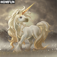 HOMFUN-pintura de diamante redondo/cuadrado completa, cuadro artesanal 5D, punto de cruz bordado de "Animal Unicornio", regalo de decoración del hogar 5D A06119 2024 - compra barato