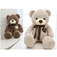 80cm/100cm large teddy bear plush toy cute huge stuffed soft bear wear bowknot bear kids toy birthday gift for girlfriend 2024 - buy cheap
