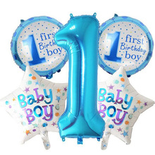 5 pieces Baby 1st Birthday balloons set pink Blue Number Foil Balloons birthday party decorations kids party decoration supplies 2024 - buy cheap