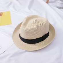 XEONGKVI-Sombrero Fedora para padres e hijos, sombrero de paja de Color puro coreano para primavera y verano, gorra de Jazz para hombre y mujer 2024 - compra barato