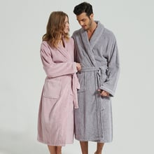 Халат женский, зимний, теплый, флисовый мужской халат, ночная рубашка, кимоно, хлопок, халат, одежда для сна, Женская домашняя одежда, белый 2024 - купить недорого