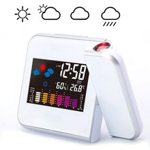 Multifunctional LED Digital Clock Alarm Clock Data Weather Snooze Function Backlight Rotatable Wake Up Projector Table Clock 2024 - compre barato