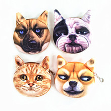 M250 Cute Women Purses Strange Expression 3D Dog Cat Plush Zero Coin Bag Wallet 2024 - buy cheap