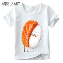 Children Sushi Hug Cartoon Design Funny T shirt Boys and Girls Summer Tops Kid Soft White T-shirt,ooo2122 2024 - buy cheap