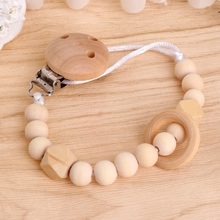 Cute Baby Toddler Dummy Pacifier Soother Nipple Wooden Chain Clip Holder Gift  Gift 2024 - купить недорого