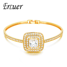 ARUEL Women Wedding Charm Square Cubic Zircon Crystal Fashion Jewelry Bracelet Bridal Luxury Gold Color Party Gift Bangles 2024 - buy cheap