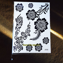 Pegatinas de tatuaje de flor de Henna para mujer, calcomanías extraíbles de 21x15 CM, GBJ030, pasta de Henna Sexy, diseño de plantas indias negras, arte corporal, 1 ud. 2024 - compra barato