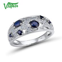 VISTOSO Genuine 14K 585 White Gold Fancy Blue Sapphire Shiny Diamond Ring For Women Engagement Anniversary Elegant Fine Jewelry 2024 - buy cheap