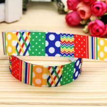 7/8'' Free shipping dot chevron pattern printed grosgrain ribbon hairbow headwear party decoration diy wholesale OEM 22mm P5415 2024 - buy cheap