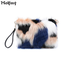 Luxury Designer Women Clutch Bags And Purse Imitate Rabbit Fur Women Handbags Tassels Causal Clutches Evening Bag Christmas Gift 2024 - buy cheap